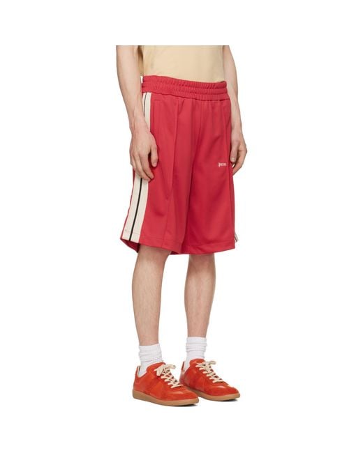 Palm Angels Red Classic Logo Track Shorts for men