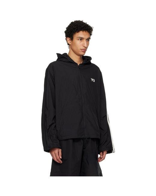 Y-3 Black Nylon Wired 3 Stripes Track Jacket for men