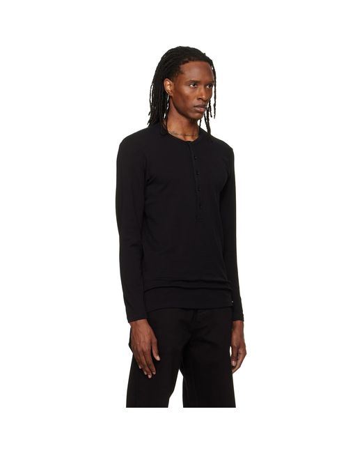 Tom Ford Black Cotton Henley for men