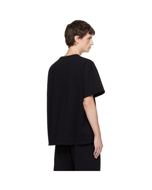 Les Tien Black Lightweight Binded Neck Oversized T-Shirt for men