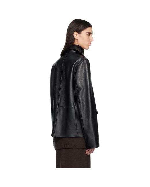 Totême Black Grained Leather Jacket