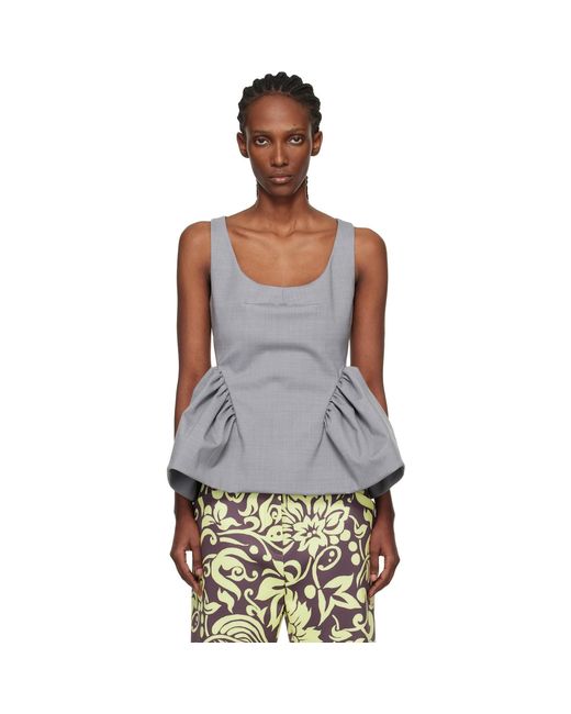 Dries Van Noten Black Wool Peplum Blouse