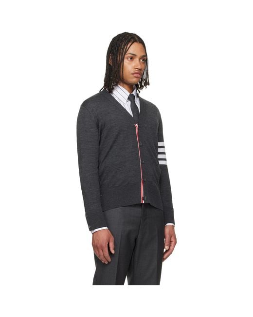 Thom Browne Black Merino Wool 4-Bar Classic Cardigan for men