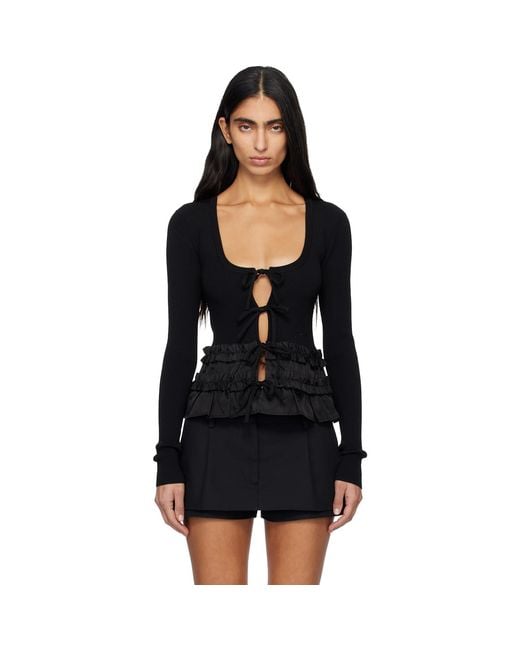 Ganni Black Melange Knit Cardigan