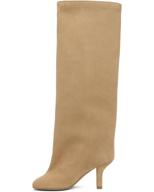 MM6 by Maison Martin Margiela Natural Tan Anatomic Slip-On Suede Tall Boots
