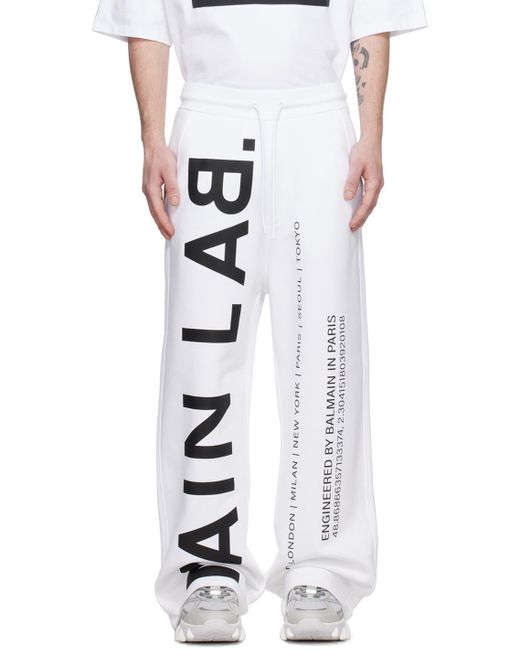 Balmain White 'main Lab' Sweatpants for men