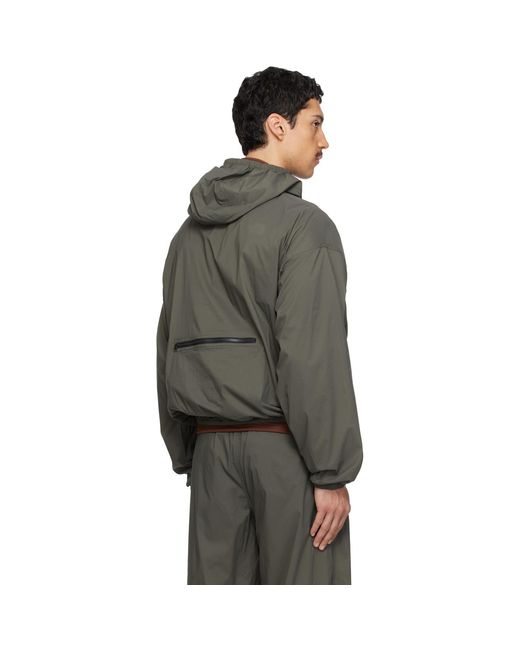 The North Face Gray Khaki Tnf Box Packable Hooded Wind Jacket for men