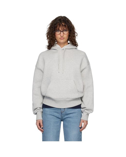 AMI Gray Cotton Embossed Ami De Coeur Hoodie