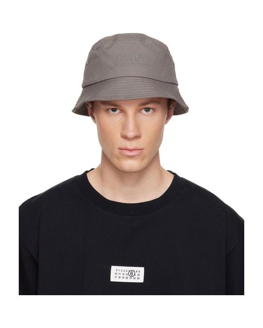 MM6 by Maison Margiela Gray Cotton Canvas Bucket Hat for men