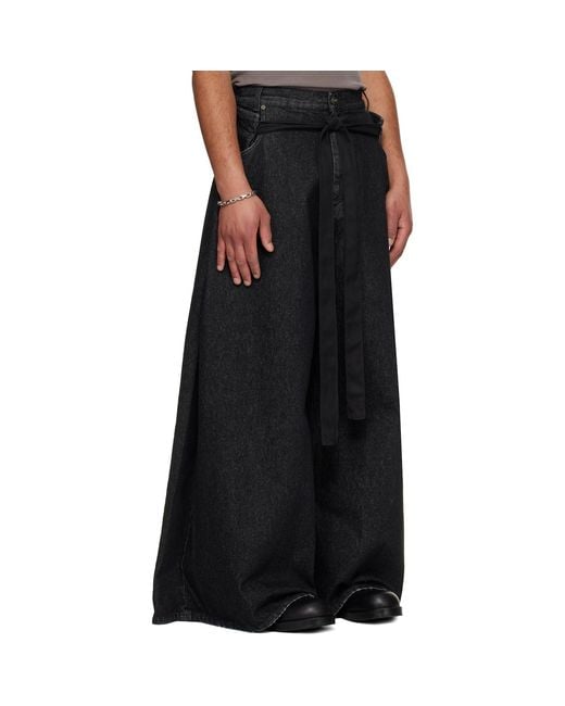 Lu'u Dan Black Tie Maxi Jeans for men