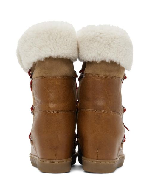 Isabel Marant Leather Nowly Snow Boots in Brown - Save 55% - Lyst
