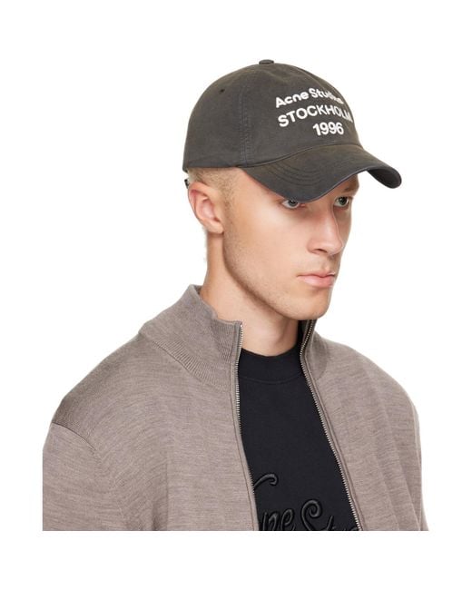 Acne Gray '1996' Logo Baseball Cap for men