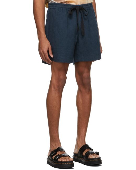 Commas Blue Linen Lounge Shorts for men