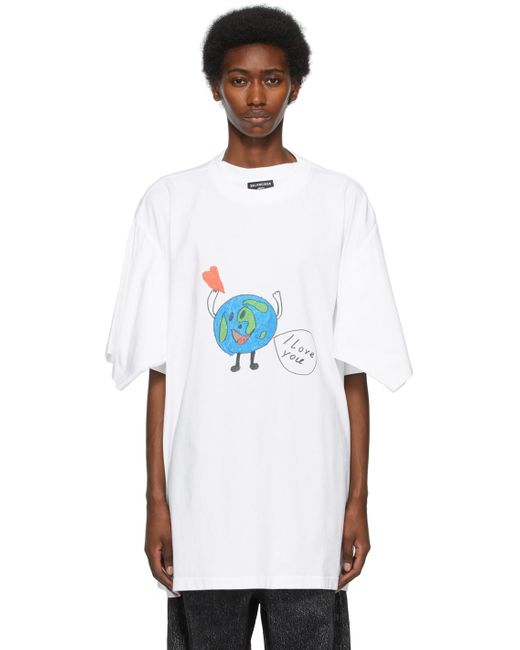 Balenciaga White I Love Earth T-shirt