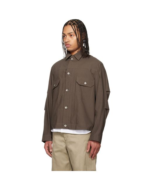 Sacai Brown Khaki Cotton Typewriter Jacket for men