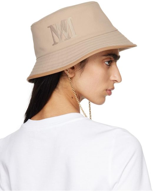 Max Mara White Beige Embroidered Bucket Hat