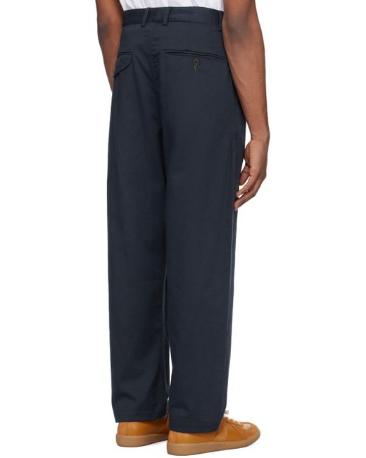 Universal Works Blue Double Pleat Trousers for men