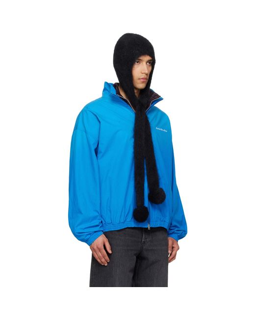 Acne Blue Mohair Earflap Hood for men