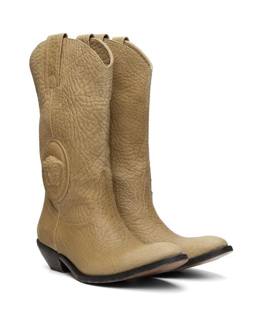 Versace Green Houston Leather Texan Boots