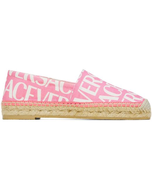 Versace Black Pink Logo Espadrilles