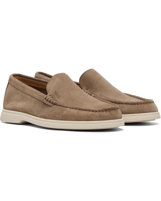 Boss Natural Deed-Logo Suede Loafers for men
