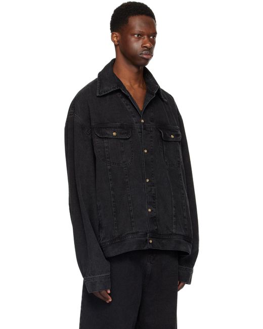 Willy Chavarria Black Faded Denim Jacket for men