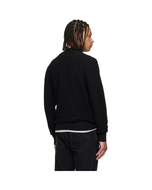 Boss Black Cotton Knitted Structure Sweater for men