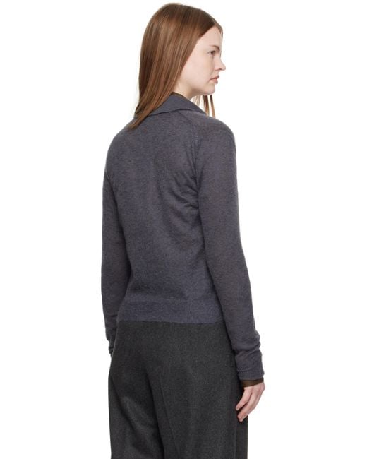 AURALEE Kid Mohair Sheer Knit Shirt Cardigan in Black | Lyst
