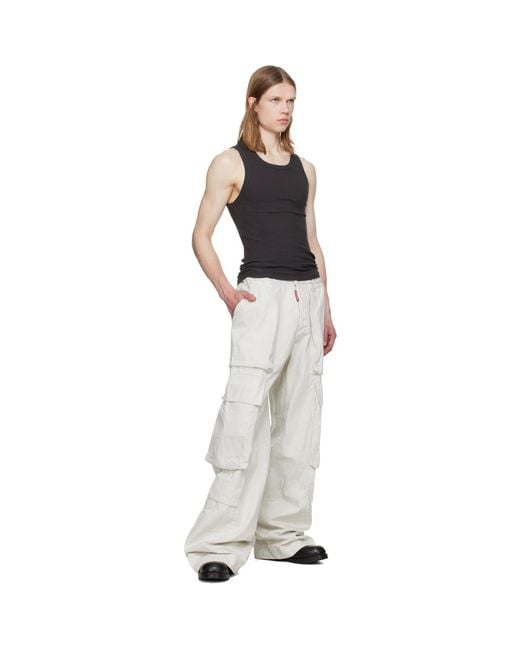 DSquared² White Utility Big Cargo Pants for men