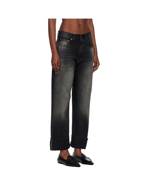 R13 Black Cuffed Boyfriend Jeans