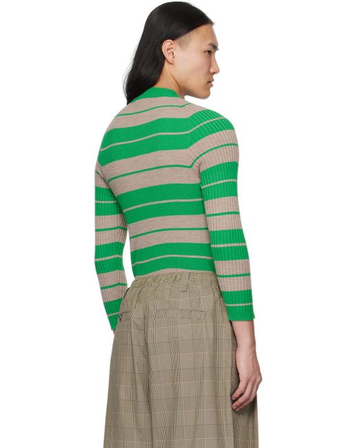 MERYLL ROGGE Green Taupe Striped Sweater for men