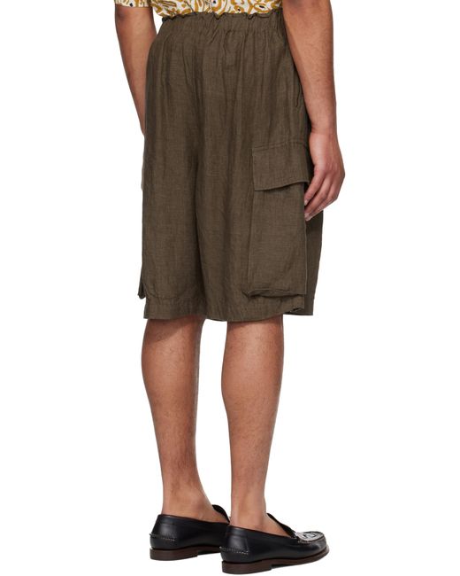Kaptain Sunshine Brown Drawstring Cargo Shorts for men