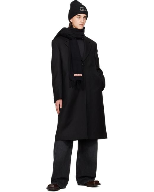 Acne ブラック ウール シングルブレスト コート Black