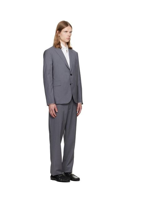Paul Smith Blue 'The Soho' Tailored-Fit Pinstripe Wool Suit for men