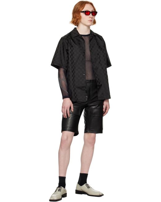 M I S B H V Black Moto Faux-leather Shorts for men