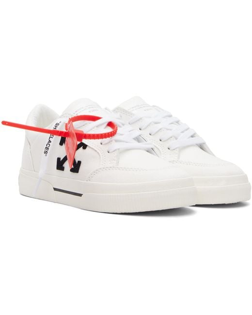 Off-White c/o Virgil Abloh Red Vulcanized Low Canvas Sneakers