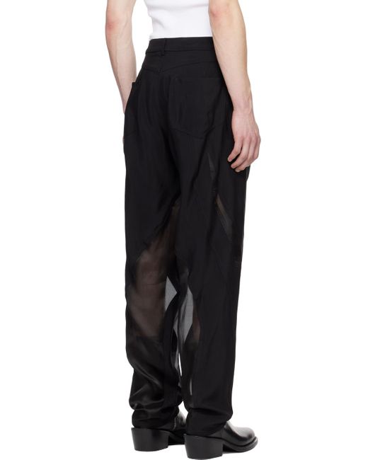 Mugler Black Semi-sheer Trousers for men
