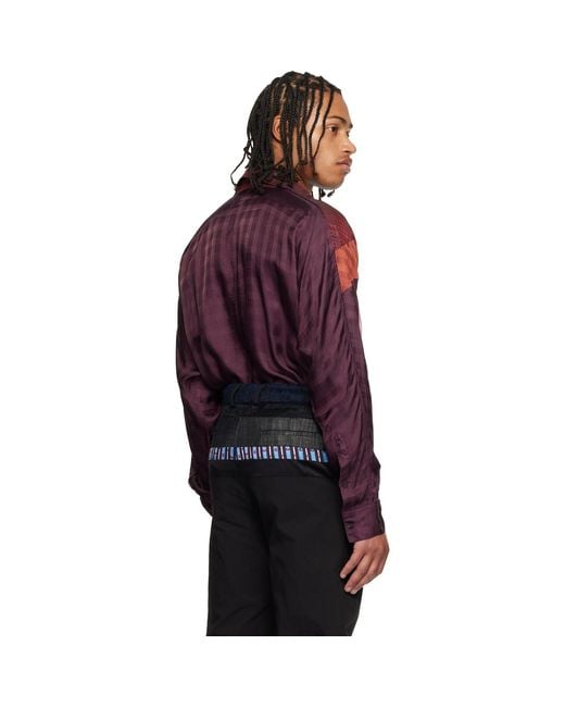 Edward Cuming Red Burgundy Sag Arm Flex Shirt for men