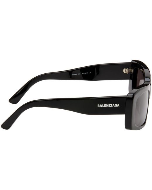 Balenciaga Black Oversize Rectangle Sunglasses for men