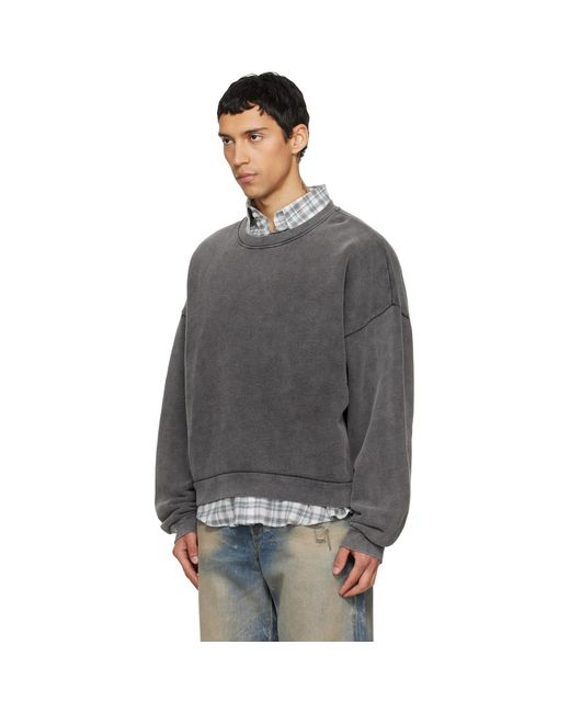 Acne Gray Sweater Logo Patch Sweatshirt for men