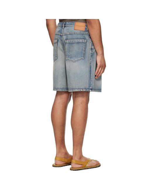 Wooyoungmi Blue One Tuck Denim Shorts for men