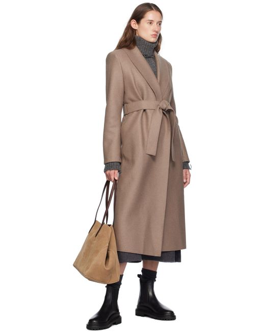 Harris Wharf London Black Taupe Shawl Collar Coat