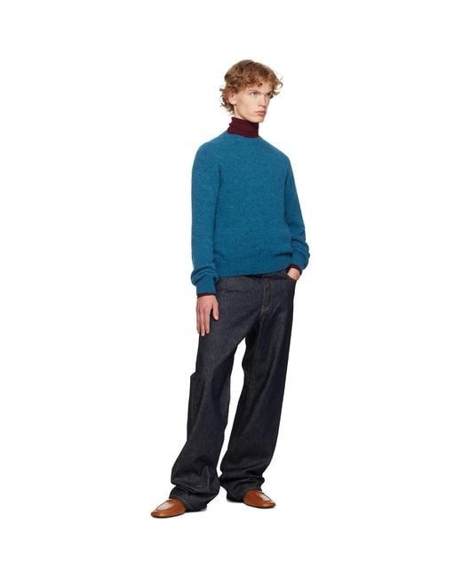 Dries Van Noten Blue Alpaca Sweater for men