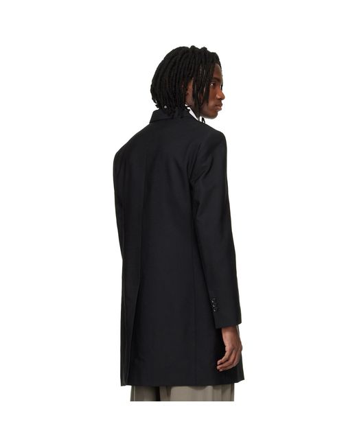 AMI Black New Wool Straight Simple Breasted Coat for men