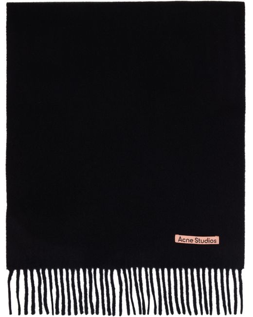 Écharpe Fine Noire En Laine À Franges Acne pour homme en coloris Black