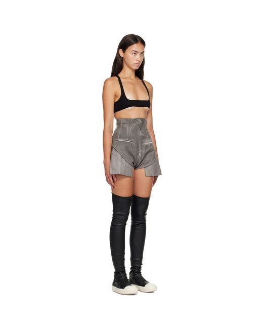Rick Owens Gray Tower Dirt Cutoff Denim Shorts