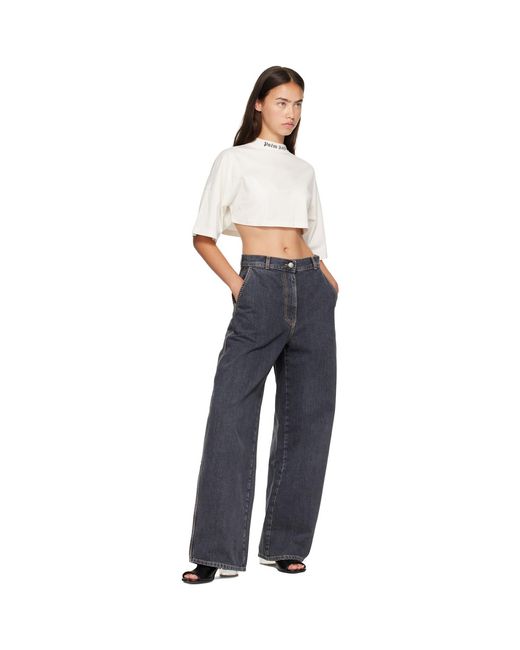 Palm Angels Blue Tree Logo Loose Jeans