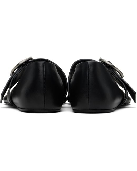 Jil Sander Buckle Ballerina Flats in Black | Lyst