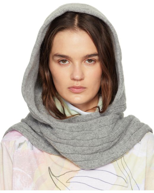 Écharpe Transformable Grise En Tricot Câblé À Capuche OPEN YY en coloris Gray