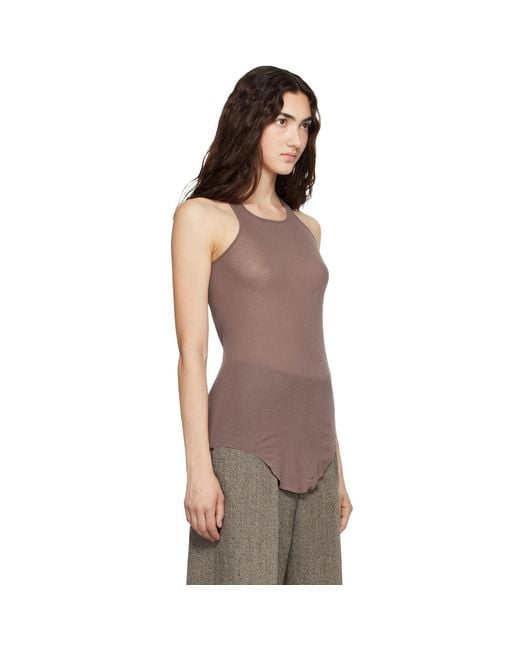 Rick Owens Brown Tower Basic Rib Tank Top